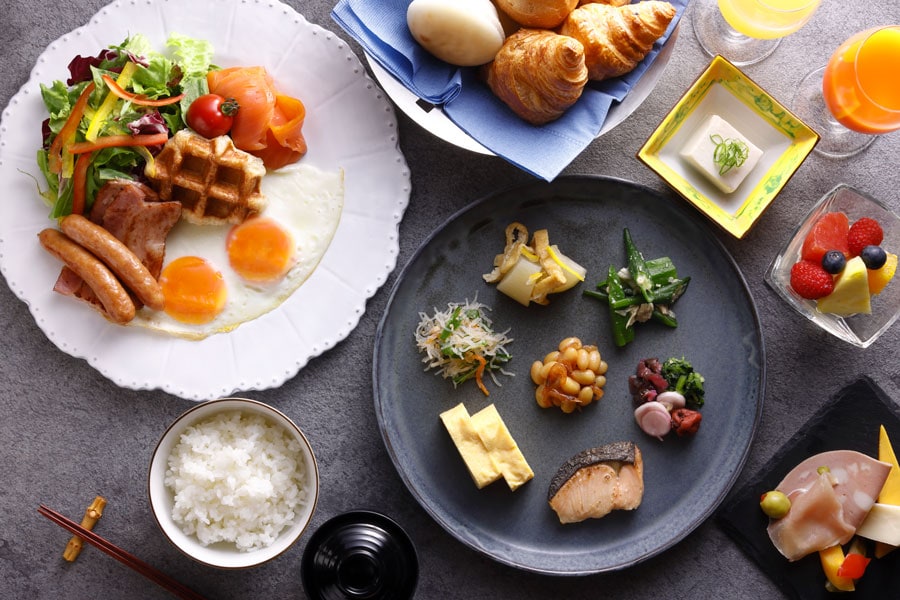 滋賀県産食材をふんだんに使った、レストラン「ザ・ガーデン」の朝食。