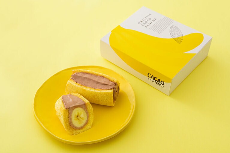オムレット バナナ チョコ(3個入)は持ち帰りも。1,296円／CACAO HUNTERS Plus
