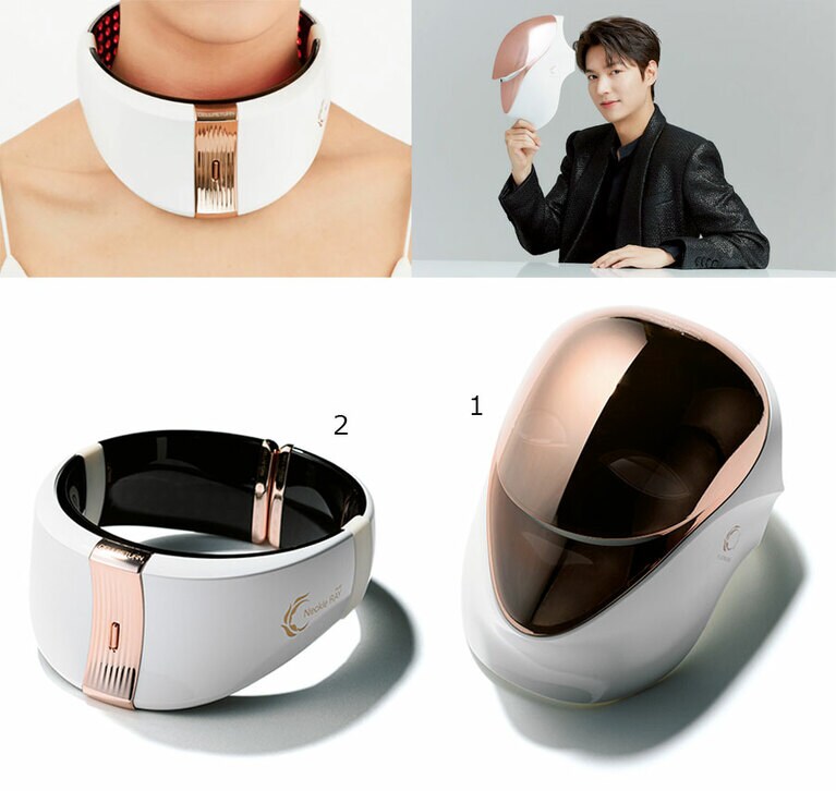 1・2：韓国のLED照射美顔器ブランドが日本上陸。(1 全顔のLED照射が可能。肌の弾力に働きかける。セルリターン LEDマスク プラチナム 242,000円、2 シワなどが気になる首元にLED照射。セルリターン ネックレイ 99,000円)／MIK