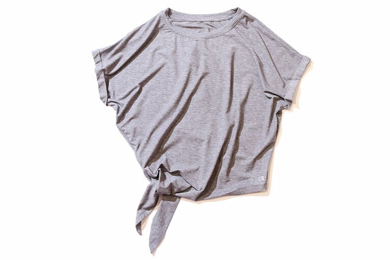 GapFit Breathe ドルマンスリーブ サイドタイTシャツ ミデイアムグレーヘザー 3,990円。