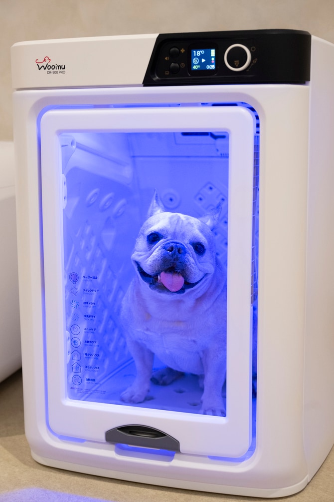 ペット用のドライハウスも完備。ドライ機能のほか、冷暖房や除菌や脱臭機能も付いている。