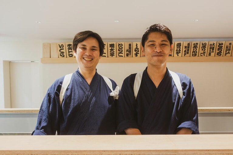 左から／バンブーカットの切替瑶太さん、竹内順平さん。