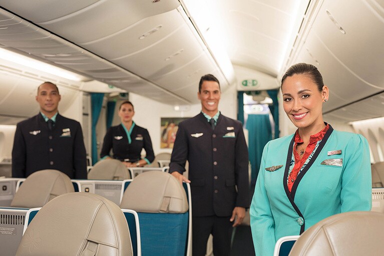 タヒチならではのホスピタリティを感じるフライト。