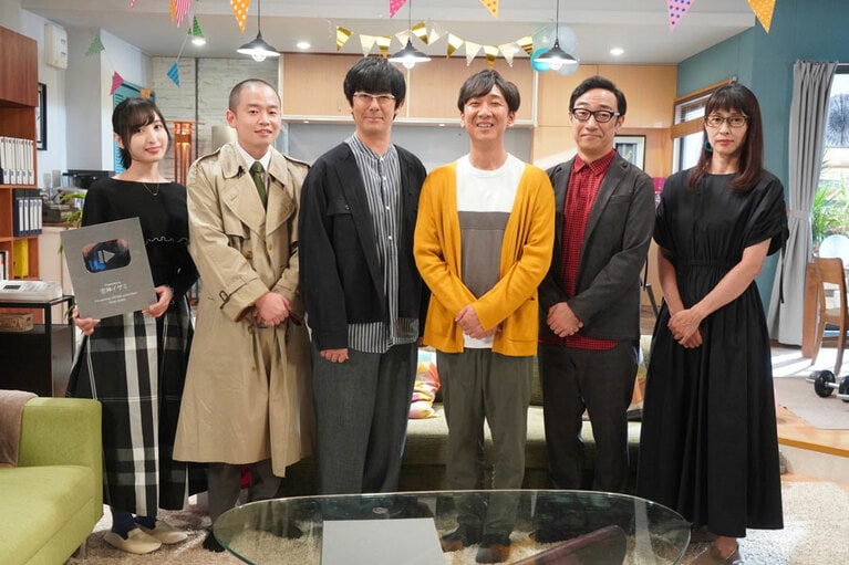 「イザミと東京03」ヒロインの佐倉綾音(左)、第3話ゲストの上田航平(ゾフィー)(左から2番目)と水野美紀(右)、東京03。