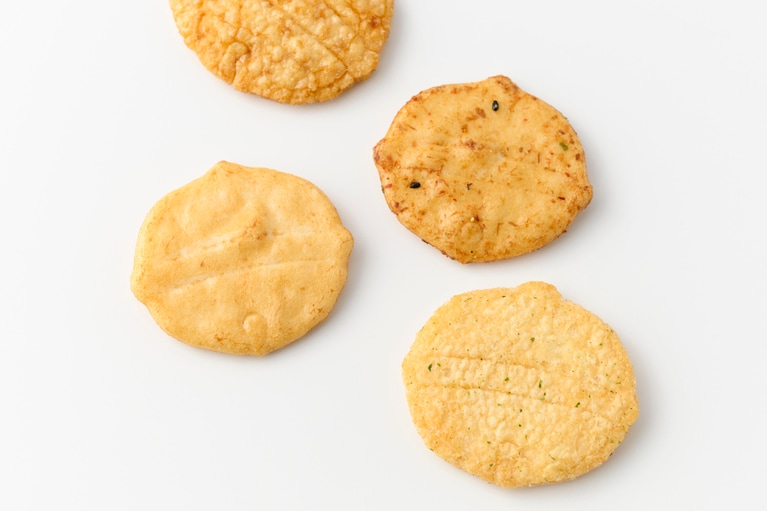 東京鈴せんべい 1,150円（だし醬油×4袋、かつお七味×4袋、揚げ塩×3袋、揚げせん甘醬油×3袋）。