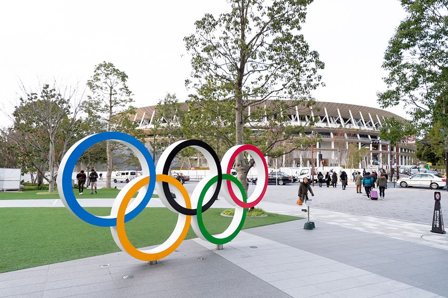 オリンピックシンボルと撮影できる貴重な場所。