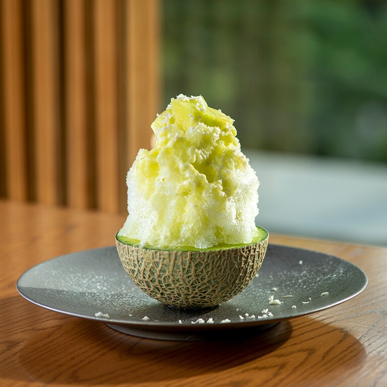 「北海道山川農園の山川わさびとメロンのかき氷」1,590円／やさい家めい