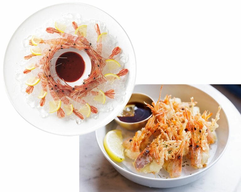 ゴッセウ(サルエビ)の刺身は頭を素揚げにしてくれる。W68,000。