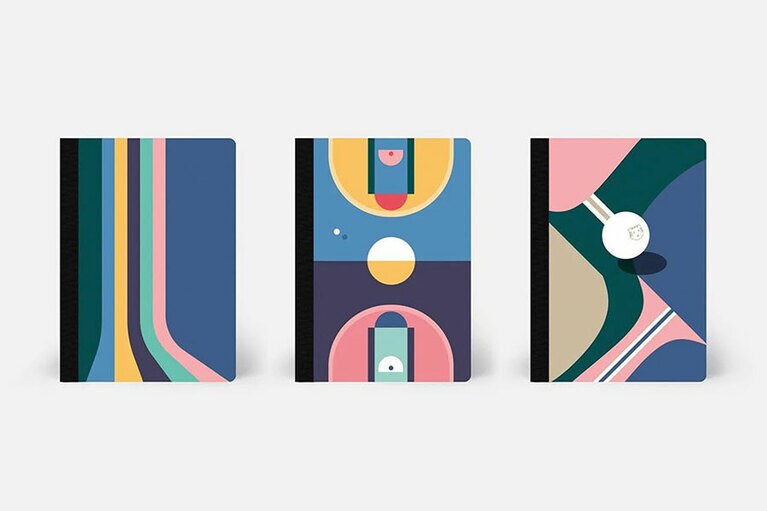 左から、A5サイズノートブック「CHAMPIONS」「DUNK」「SMASH PING PONG」 各2,310円 ※「DUNK」は完売。