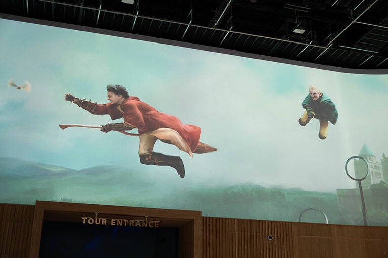 大スクリーンにも映し出される大迫力のクィディッチシーン。