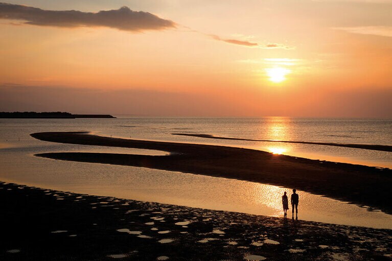 真玉海岸の夕陽。