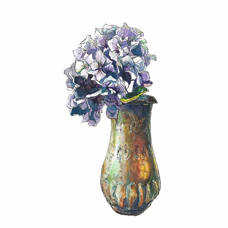 秋色アジサイ。