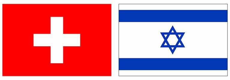 スイスとイスラエルの国旗。