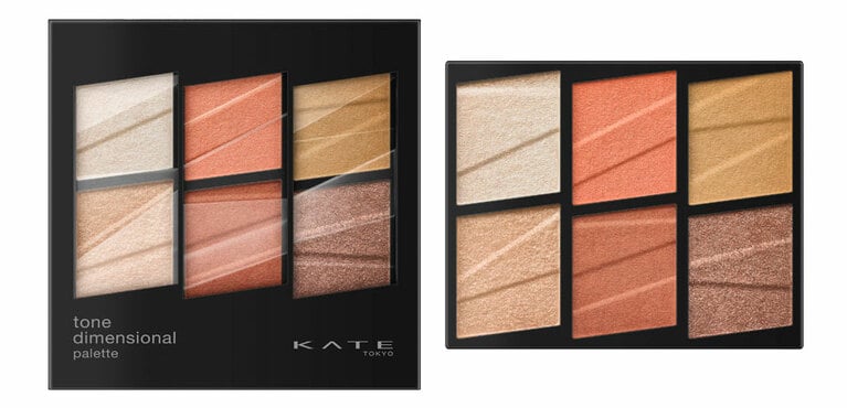 目元だけでなく、フェイスも含めてワントーンメイクが出来る6色入りのパレット。ケイト　トーンディメンショナルパレット EX-3 全4種 各1,980円(編集部調べ)／カネボウ化粧品