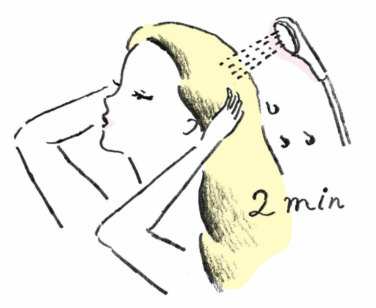 【シャンプーのポイント】すすぎながら頭皮の状態をチェック