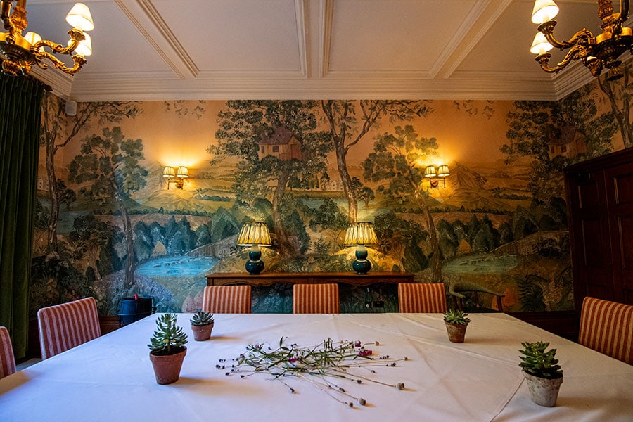 多目的に使える個室にはワイルドハイヴの風景を描いた壁紙が。