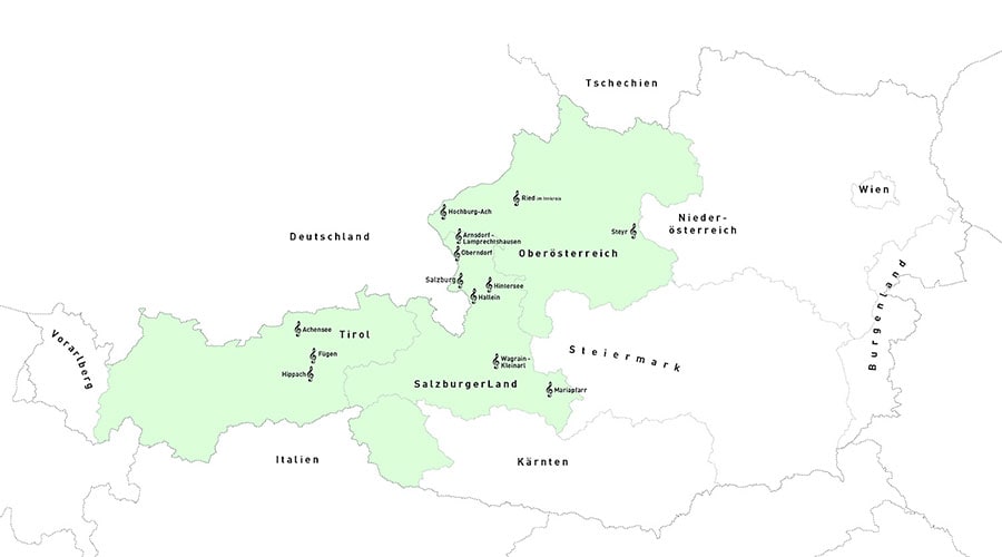 オーストリア北西部の3州で展開される「きよしこの夜」イベント。(C)SalzburgerLand Tourismus, Stille-Nacht-Landkarte