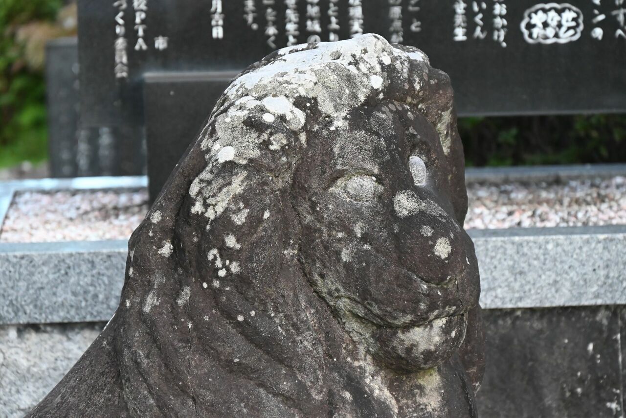 優しい顔をしたライオンの石像「やなせライオン」(後免野田小学校)