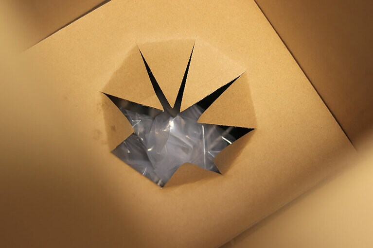 お水ゾーンはダンボールで固定されていて安心。企業努力の賜物ですね。