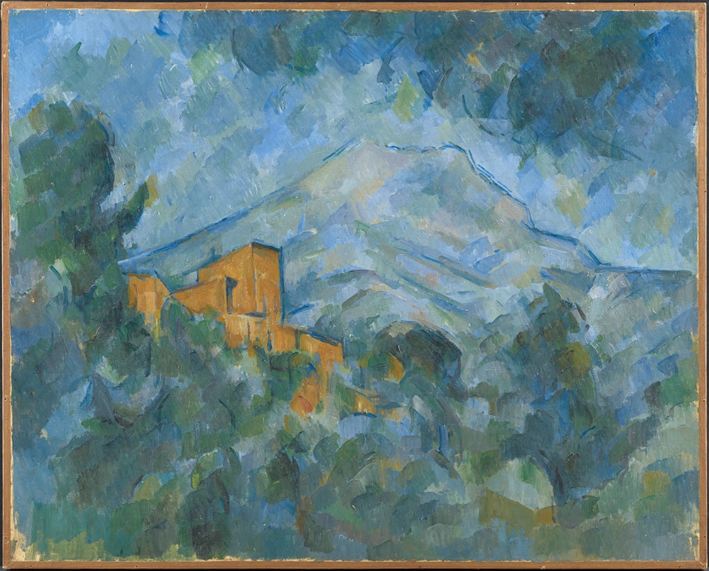 ポール・セザンヌ《サント＝ヴィクトワール山とシャトー・ノワール》1904-06年頃。この作品もまた正二郎がコレクション初期に購入したもの。セザンヌの画業を代表する、そして、西洋近代美術の流れのなかで非常に重要視される作品。