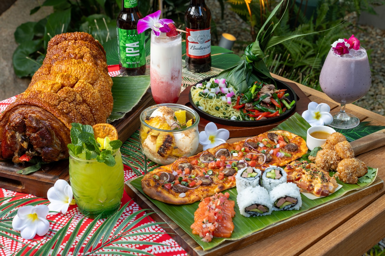 「ハワイアン ビアガーデン」のイメージ。食事のみ1名6,600円、フリーフロー付きプラン1名8,800円、シャンパンを含むフリーフロー付きプラン1名11,000円(すべて税込・サ別)。