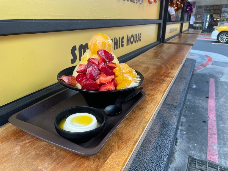 ボリューム満点で立体感のある台湾かき氷。見た目どおりの食べ応えです。