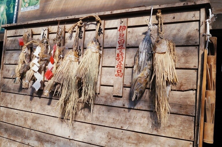 田子の名産品、シオガツオ。昔ながらの作り方が守られています。