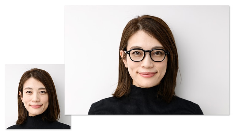 左は着用前。右はEYEVAN「VARICK」を着用。太いフレームならクマやシワなど、目元のアラが隠れる。