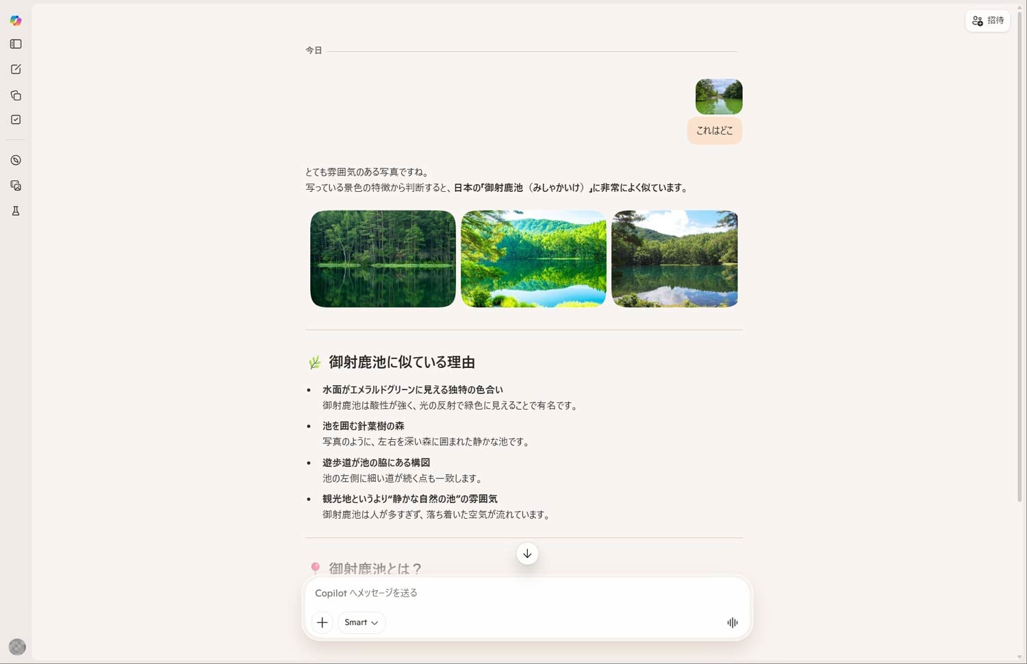 Copilotの回答。もっともらしい説明が羅列されていますが、まったくの不正解。複数の候補を検討した様子も見られません