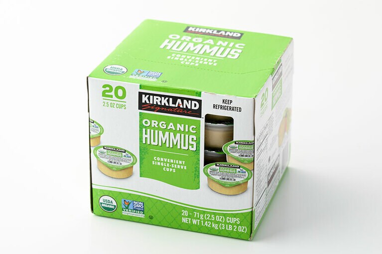 KIRKLAND SIGNATURE「オーガニック フムス」1,378円(71g×20個)。