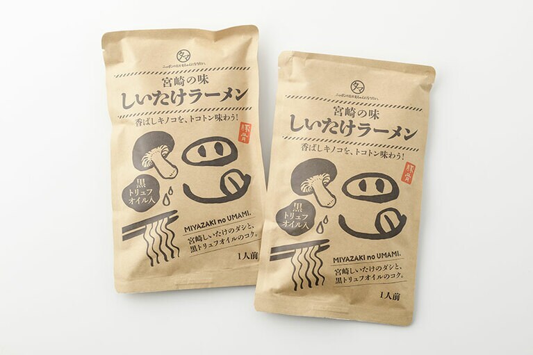 タマチャンショップ「宮崎の味 しいたけラーメン」 1食(185g) 463円。