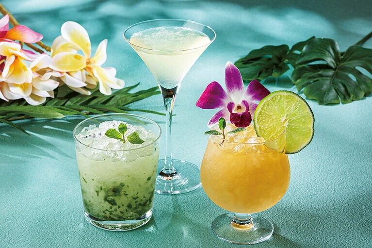 左から、「ル ミント」2,400円、「アールズ ダイキリ」3,200円、「ハレクラニ マイタイ」3,200円。