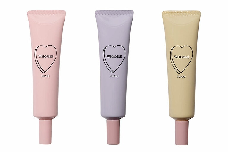 コントロールカラーベース。左から、ピンク、パープル、イエローグロウ SPF21・PA＋＋ 15g 各1,980円。