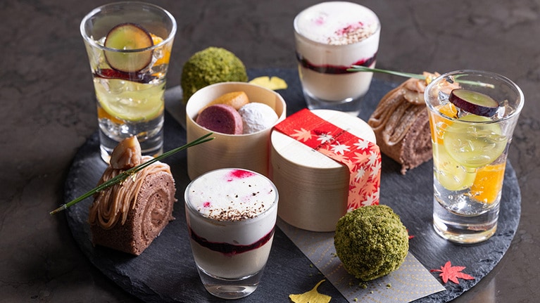 見た目も京都らしさにこだわった、上品なスイーツプレートのイメージ。