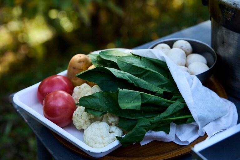 豊かな自然で育まれた野菜は彩りも美しい。