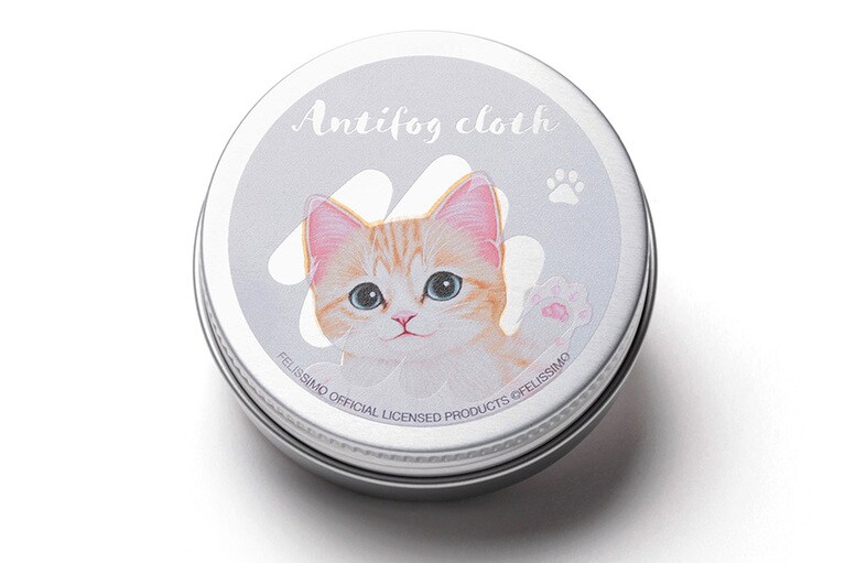 付属の子猫の缶ケースは、チャシロ、ハチワレ、キジトラの3種。クロスの乾燥防止用として使用可能。