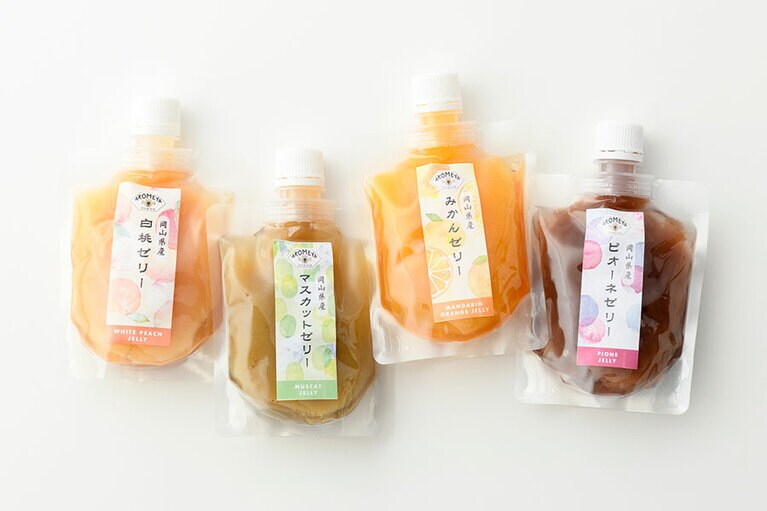 AKOMEYA TOKYO 岡山県産のむゼリー 各350円。