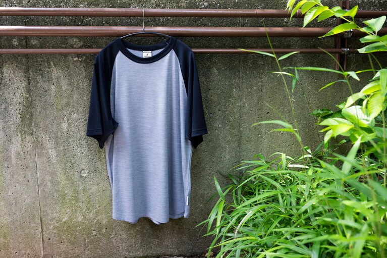 メリノウール 1/2スリーブ ベースボールTEE／BAMBOO SHOOTS。