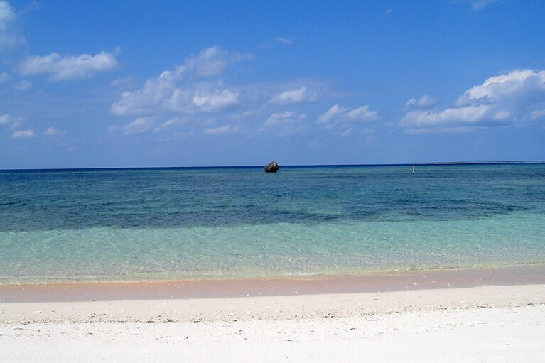 浅瀬、リーフの青のグラデーションが美しい海。透明度も抜群に高いです。
