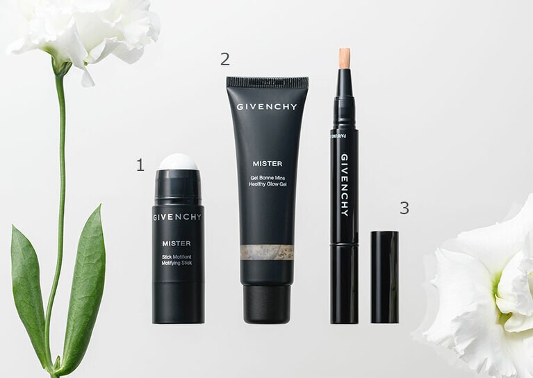 1. ミスター・マット・スティック 5.5g 5,400円／2. ミスター・ヘルシー・グロウ・ジェル 30mL 5,900円／3. ミスター・コレクティング・ペン SPF10 全4色 各4,900円。