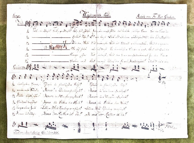 ザルツブルク博物館で展示される「きよしこの夜」の楽譜。(C)SalzburgerLand Tourismus, Stille Nacht Autograph