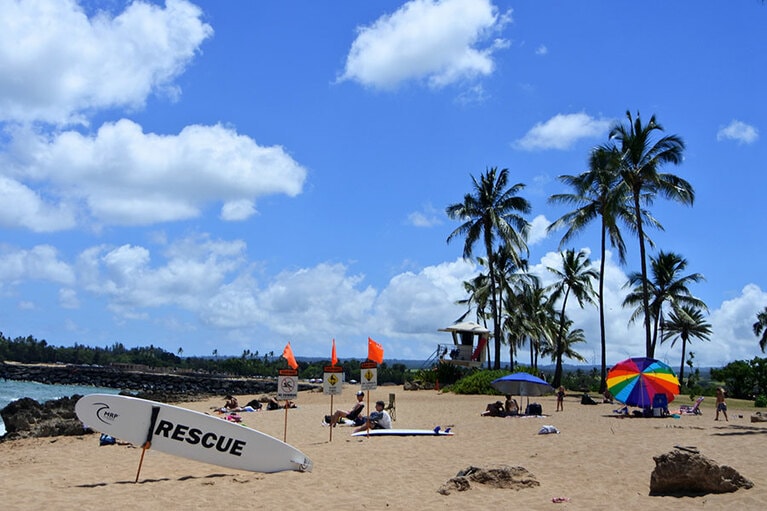 アナフル橋を渡ったところには、似た名前のハレイワビーチパークがあります。