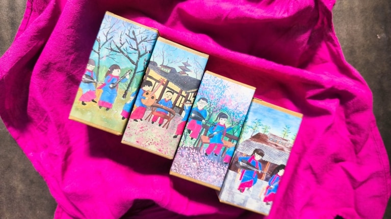 4種類のお茶が入った、内湖小学校とのコラボ商品。