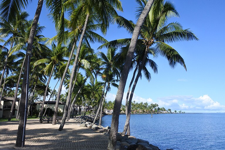 リゾートホテル前の海沿いには遊歩道が整備されています。