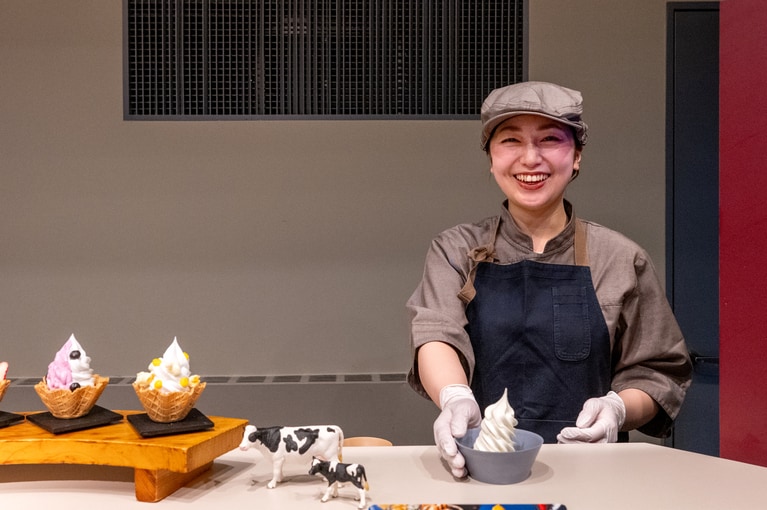 トマム牛乳のソフトクリームも食べ放題。