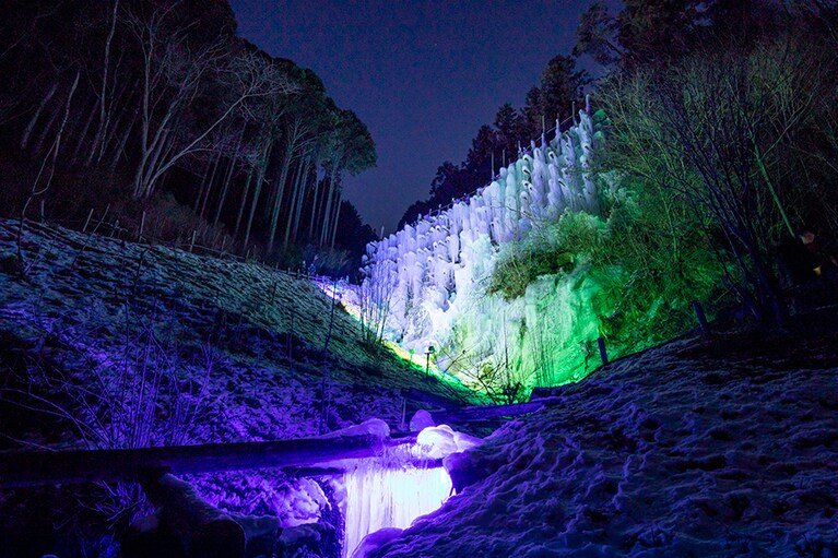 湧水広場の氷瀑（豊田市）。写真撮影：TOURISM TOYOTA