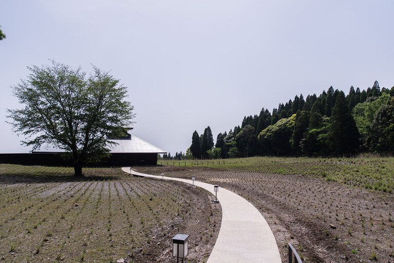 大浴場となる湯浴み小屋は、すすき野原に佇み、アプローチもドラマチック。