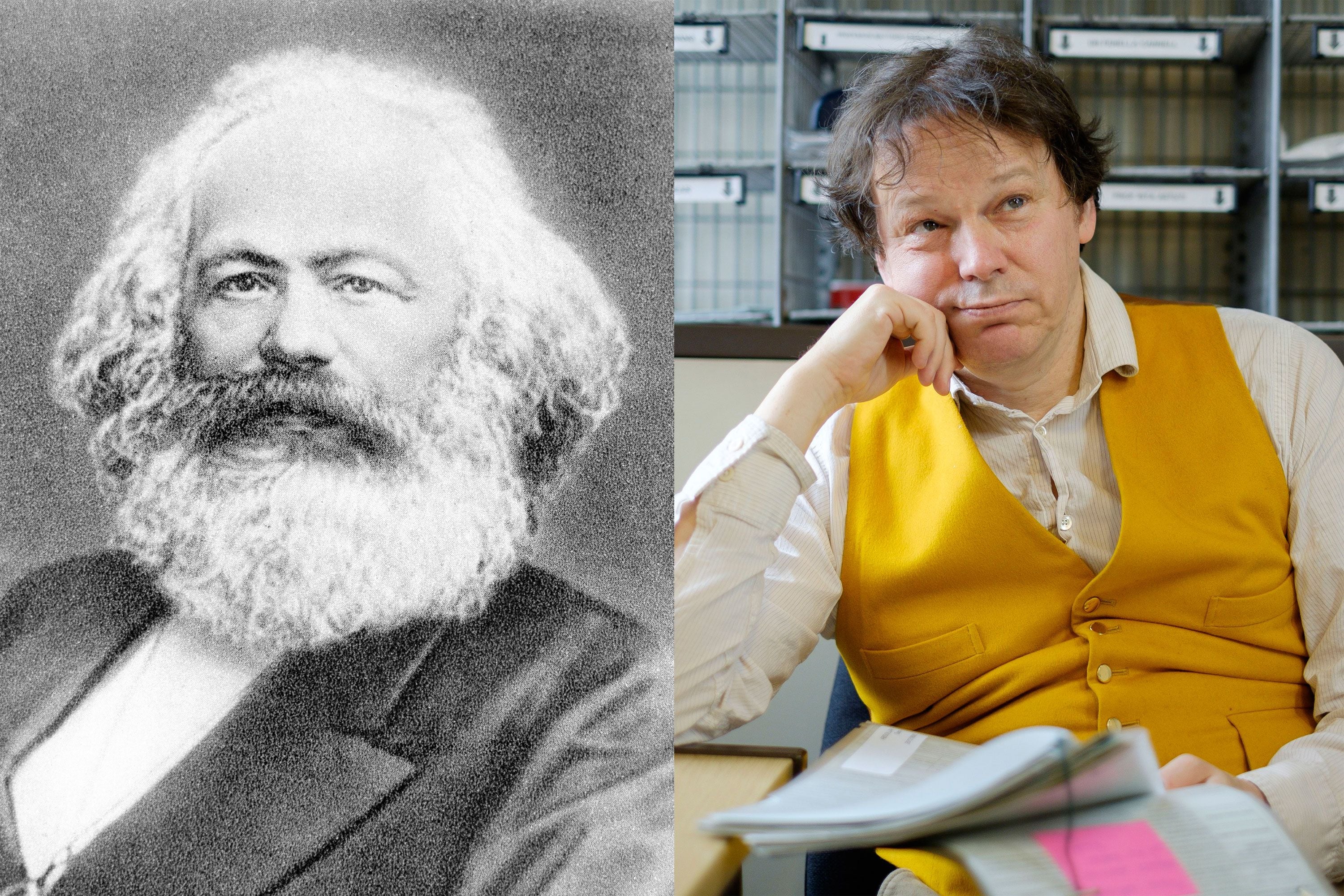 左：草稿や研究ノートの発掘が進み、新たな顔が見えてきたカール・マルクス（1818〜1883）(C)共同通信イメージズ 右：文化人類学者でありアクティビストとして社会運動でも活躍したデヴィッド・グレーバー（1961〜2020）(C)Eyevine／アフロ