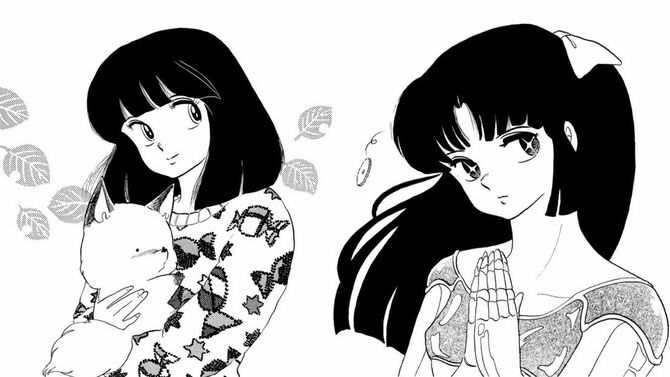 有藤さんが『うる星』担当時代に生まれたキャラクター。左:キツネ、右:水乃小路飛鳥/X(旧Twitter)「高橋留美子情報」より