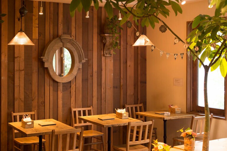 店内もまるでツリーハウスの中のよう。